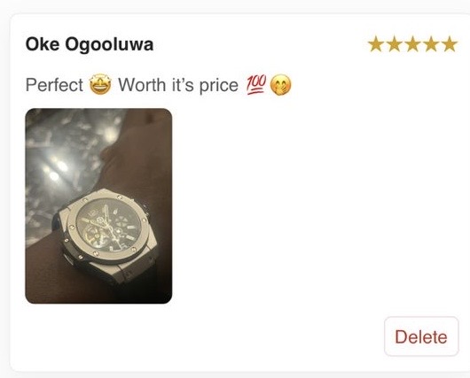 Customer review from OG NAIRA